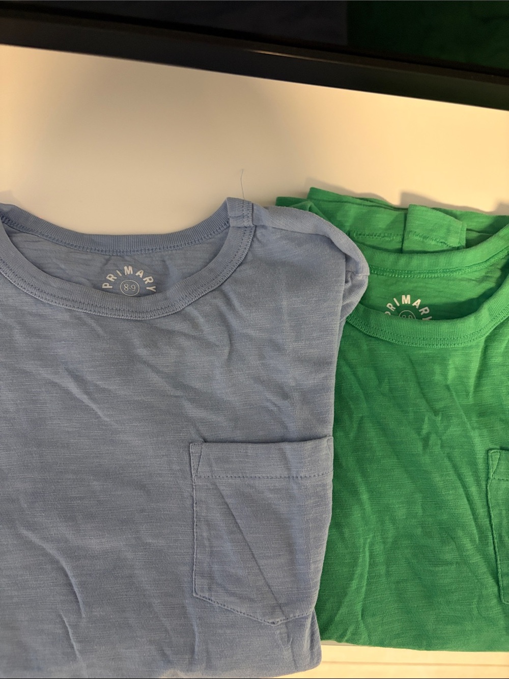 Primary Kids Short Sleeve Pocket Tees - Light Blue & Green (2-Pack)